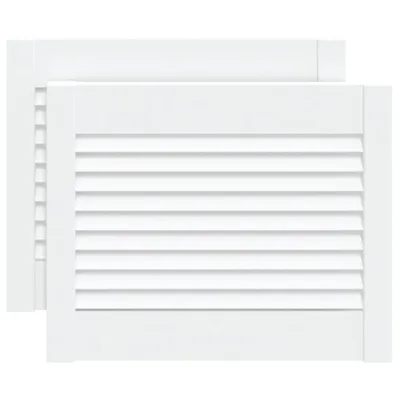 Obrázok produktu pre vidaXL Dvere šatníkovej skrine s lamelovým dizajnom 2 ks biele 39,5x49,4 cm masívne drevo