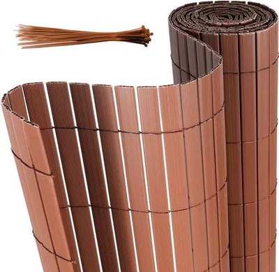 Produktbild von PVC-Gartenzaun 0,9x4m – W-Vormige Windschutzvorhang & Balkonabtrennung – UV- und Wetterbeständig – für Garten & Terrasse – Braun