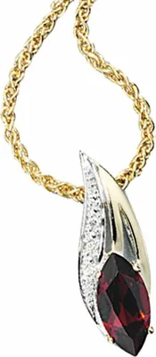 Produktbild von JOBO Anhänger 585 Gold Gelbgold teilrhodiniert 2 Diamanten Brillanten 1 Granat rot