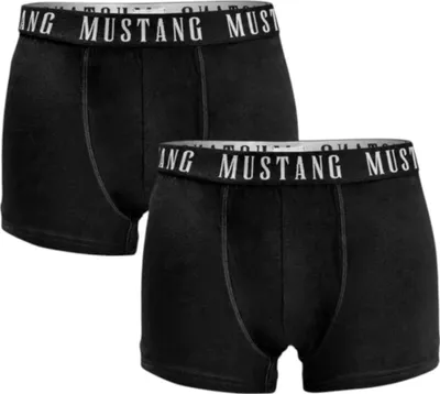 Produktbild von Mustang Herren Boxershorts 2er Pack - Bequeme Baumwollunterwäsche mit Elasthan, Weicher Bund mit Logo, Schwarz, Komfortabler Sitz XXL
