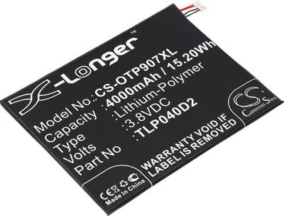 Produktbild von TECHTEK Akku Kompatibel mit [Alcatel] 9007T, One Touch Pixi 3 7, OT-9007 Ersetzt TLP040D2