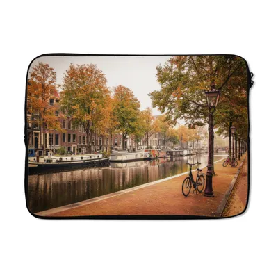 Produktbild von MuchoWow® Laptop Hülle 14 ZollAmsterdam - Fahrrad - Herbst Laptoptasche - Laptoptasche - Stoßsicher - Schutzhaube