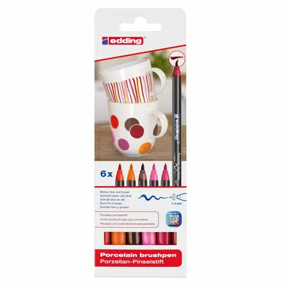 Produktbild von EDDING Porzellan-Pinselstift rot 6er Set