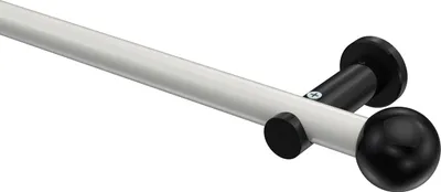 Produktbild von Interdeco Gardinenstange / Vorhangstange Weiß / Schwarz, Typ Platon Luino (Kugel) ohne Ringe, 20 mm Ø 1-läufig, 320 cm
