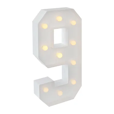 Zdjęcie produktu dla Podświetlana liczba LED dekoracji imprezowych (kształt: 9) 100 * 48 cm liczba z żarówkami