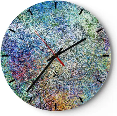 Produktbild von Wanduhr - Rund - Glasuhr - Abstraktion modern - 30x30cm - Schleichendes Uhrwerk - Lautlos - zum Aufhängen bereit - Dekoration Modern - Wanddekoration aus Glas - C3AR30x30-3668