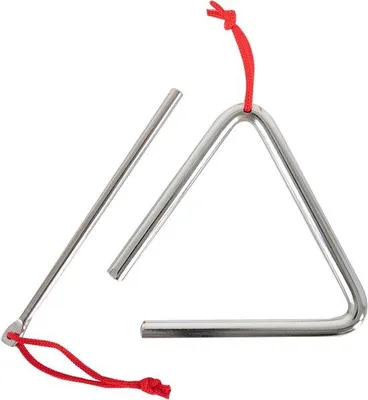 Produktbild von Famanu Triangel mit Stab - Percussion-Instrument mit klarem Klang - 10 cm - Silber