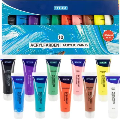 Obrázok produktu pre Sada akrylových farieb Stylex štandard 10 tub 10 farieb a 83 ml