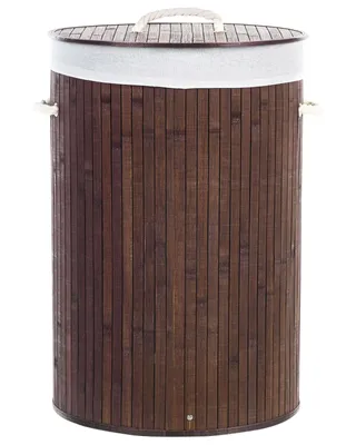 Obrázek produktu pro BELIANI Koš na prádlo hnědý bambus polyester se snímatelným víkem a rukojeťmi víceúčelový moderní design
