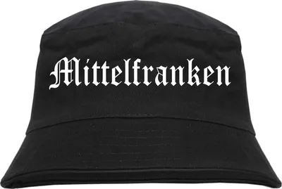 Produktbild von Mittelfranken Fischerhut - Altdeutsch - bedruckt - Bucket Hat Anglerhut Hut Schwarz L/XL
