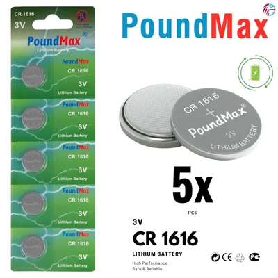 Obrázek produktu pro 5 x CR1616 PoundMax knoflíková baterie 3V DL1616 ECR1616