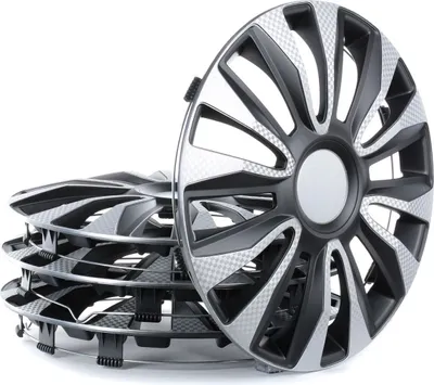 Produktbild von 14" Zoll Radkappen Schwarz Carbon Silber Radzierblenden Radblenden 14 AVALONE CARBON S&B ARGO