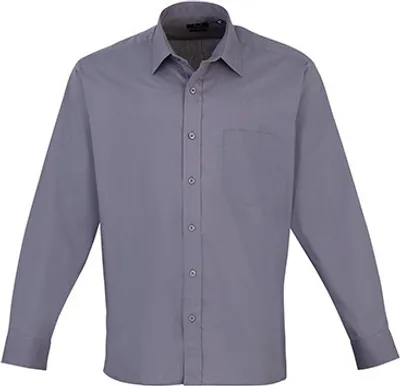 Produktbild von Premier Workwear Herren Popeline Hemd langarm PR200 steel 38 (15)