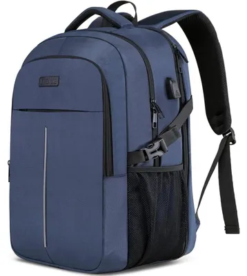 Produktbild von Laptop Rucksack Herren 50L Wasserdicht mit USB Ladeanschluss für 17,3 Zoll Laptops Blau