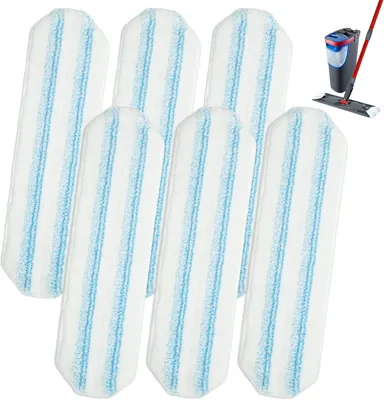 Produktbild von 6 Stück Ersatz-Wischmopptücher - für Vileda H2PrO Bodenwischer - Wiederverwendbar - Mikrofaser Wischpads Ersatz für O-Cedar H2prO Flacher - Blau