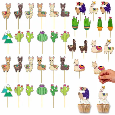 Cupcake-Dekoration 24 Stück, 18 Tiermotive, wiederverwendbar