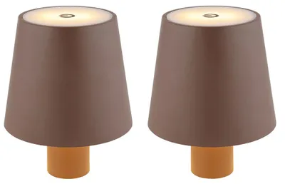 Produktbild von 2x LED Flaschenlampe, Tischleuchte braun, Touchdimmbar, H 13 cm
