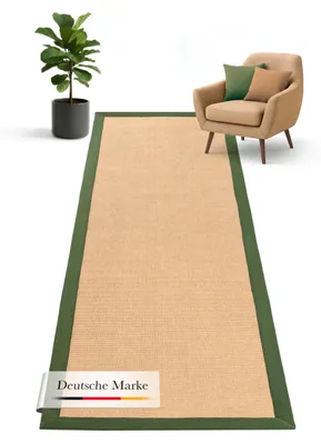 Produktbild von Sisalteppich Läufer Grün 75x300 cm | Moderner Teppich für Wohn- und Schlafzimmer