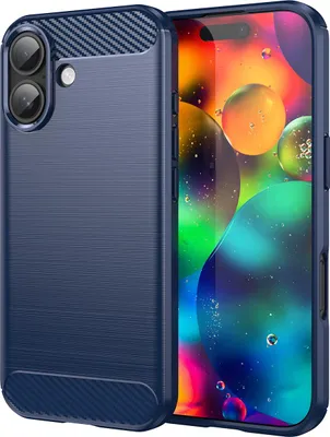 Produktbild von Hülle für iPhone 17 Carbon-Faser Weich TPU Silikon Stoßfest Handyhülle Blau