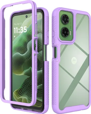 Produktbild von Hülle für Motorola Moto G35, Hybrid Transparente Rückseite TPU Bumper Stoßfest Schutzhülle Lila