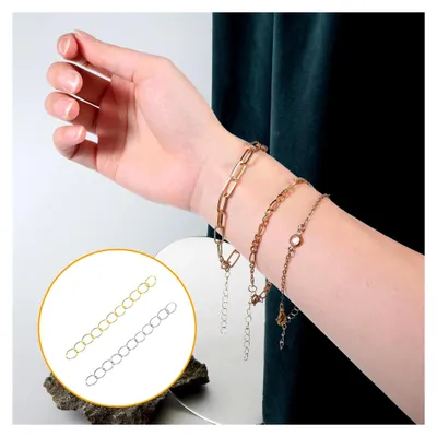 Produktbild von Armbandverlängerungsset – 5 cm Schmuckkettenverlängerung, Verbindungsglied für Fußkettchen, abnehmbares Verschlusszubehör, Legierungs-Bastelkomponente