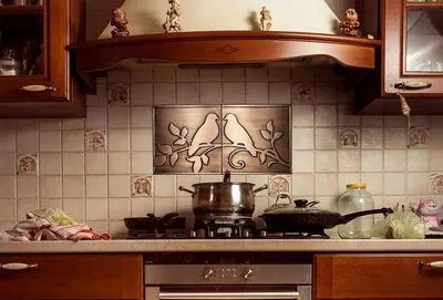 Zdjęcie produktu dla CopperAndCraft miedziane płytki ścienne z motywem ptaków 80x40 cm, ręcznie robione płytki miedziane, dekoracja ścienna do kuchni, łazienki, salonu, metalowa sztuka