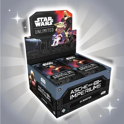 Produktbild von Star Wars: Unlimited Ashes of the Empire Booster Display Deutsch – 24 Booster Packs + Heartforcards Versandschutz