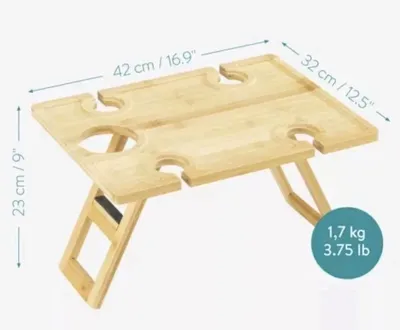 Produktbild von Navaris Picknicktisch klappbar Bambus Weintisch 4 Glashalter Camping Tisch