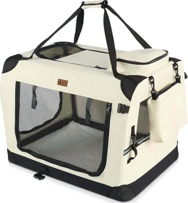 Obrázek produktu pro VOUNOT® přepravka pro psy skládací, přepravní box pro psy a kočky 82x60x60cm XL béžová