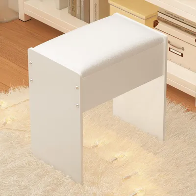 Productafbeelding van Kaptafelkruk van hout, voor slaapkamer, wit, 43 x 40 x 24 cm, voor make-up