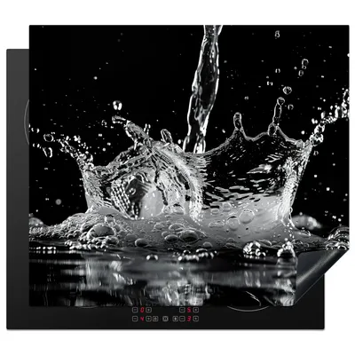 Produktbild von KitchenYeah© Herdabdeckplatte Wasser - Spritzwasser - Schwarz , 60x52cm, Küche Deko, Glaskeramikkochfeld Herdabdeckung, Abdeckplatte fùr Kochfeld
