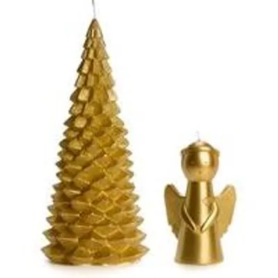 Cactula Weihnachtskerzen-Set – Weihnachtsbaum und Engel – Golden kerstboom en Engel – 2 Stück