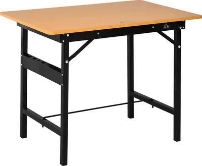 Image de HOMCOM Établi atelier pliant table de travail pliable avec règle et rapporteur MDF table atelier 100 x 60 x 75,5 cm  jaune noir