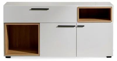 Produktbild von Kommode mit Drehtüren, Schubkasten und offenen Fächern aus Holzwerkstoff mit Melaminharzbeschichtung