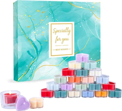 Image de Calendrier de l'Avent 2025 pour femmes et filles - 24 bougies et parfums - Calendrier de Noël avec bougies - Cadeau de Noël pour maman