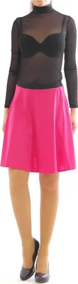 Produktbild von Swing Rock Midi hohe Taille Falten-Rock Gummibund Skirt maxi Midirock pink L-XL