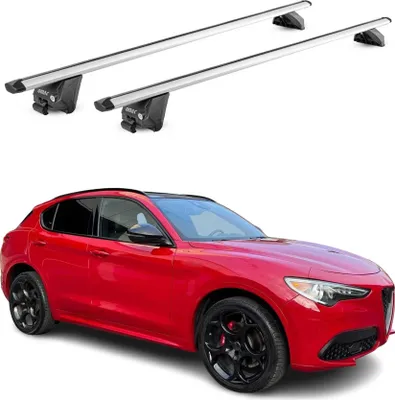 Image de Barres de toit transversales pour Alfa Romeo Stelvio 2017-2025 Alu Gris 2 ABE