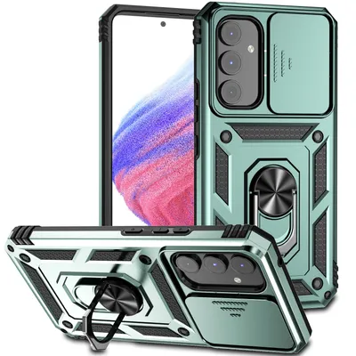Obrázek produktu pro Pouzdro pro Samsung Galaxy A54 dvouvrstvé pouzdro s posuvným krytem kamery a prstencovým stojánkem zelené