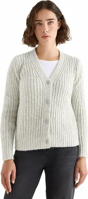 Produktbild von Cecil Damen Strickjacke mit V-Ausschnitt, Knopfleiste und Langarm aus grobem Strick