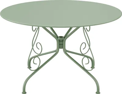 Produktbild von Gartentisch - D. 120 cm - Metall in Eisenoptik - Mandelgrün - GUERMANTES von MYLIA