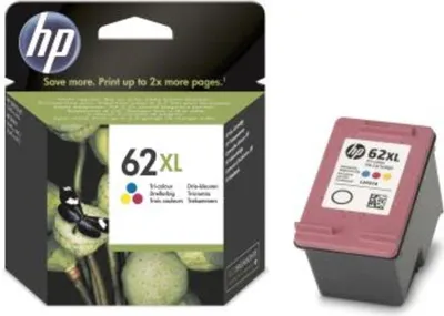 Obrázok produktu pre HP Trojfarebná originálna atramentová kazeta s vysokou výťažnosťou 62XL, Najvyšší, Azúrová, Purpurová, Žltá, Atrament na báze farby, 11,5 ml, 1 kusov, 415 strany