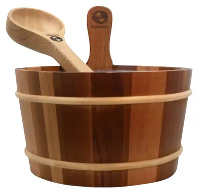 Produktbild von Sauna-Set mit Holzeimer und Holzlöffel – 3-teilig – Rote Zeder