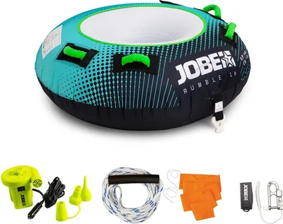 Image de Jobe Rumble 1 personne Funtube Package Bouée tractable Bouée bateau Anneau de remorquage bleu sarcelle