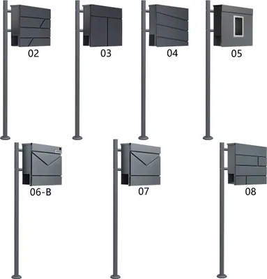 Produktbild von Standbriefkasten Briefkasten Anthrazit Grau Stahl Edelstahl Zeitungsrolle Freistehend V2Aox Auswahl, Ausführung:1 Fuß - rund, Design:05