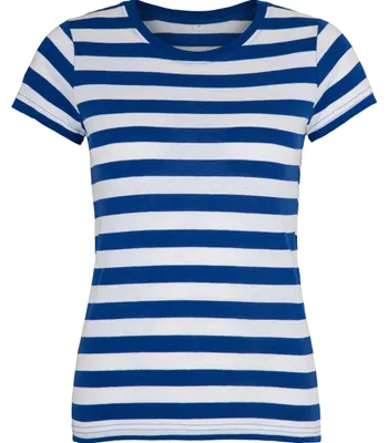 Produktbild von Kompatibel mit Mantis – Damen Retro Streifen T-Shirt im Marine Look, Kurzarm Run