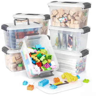 10 Aufbewahrungsboxen mit Deckel, 1,2 l, 17,5x13x8 cm