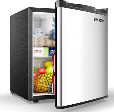 Produktbild von EUHOMY Mini Kühlschrank, 46L Kühlschrank klein, kleiner Kühlschrank mit umkehrbarer Tür, 7-Stufen Thermostat, 38dB Ultra-Leise, Energieeffizienter Kom