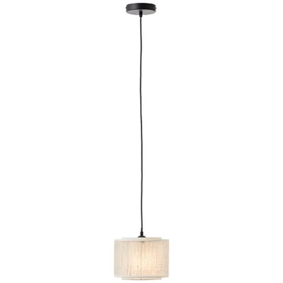 Produktbild von Pendelleuchte 1-flammig HxØ 120x22 cm beige/schwarz Schirm Bambus + Textil