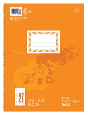 Obrázek produktu pro Ursus Basic 040993027 Collegeblock LIN27 - A4, 80 listů, 60 g/m², 9mm linkovaný s okraji
