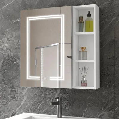Produktbild von Spiegelschrank Badschrank Hängeschrank Badezimmerschrank Bad Wandschrank mit LED 80x70cm